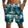 Pantalones Cortos Casuales Ligeros para Hombre con Cordón Secado Rápido Tiro de Cinco Pulgadas Cintura Elástica Diseño Estampado Hawaiano para Actividades al Aire Libre