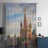 Röda torget Vasilijkatedralen Chiffong Skira Gardiner för Vardagsrum Sovrum Fönstergardin Voiler Tyll Cortinas
