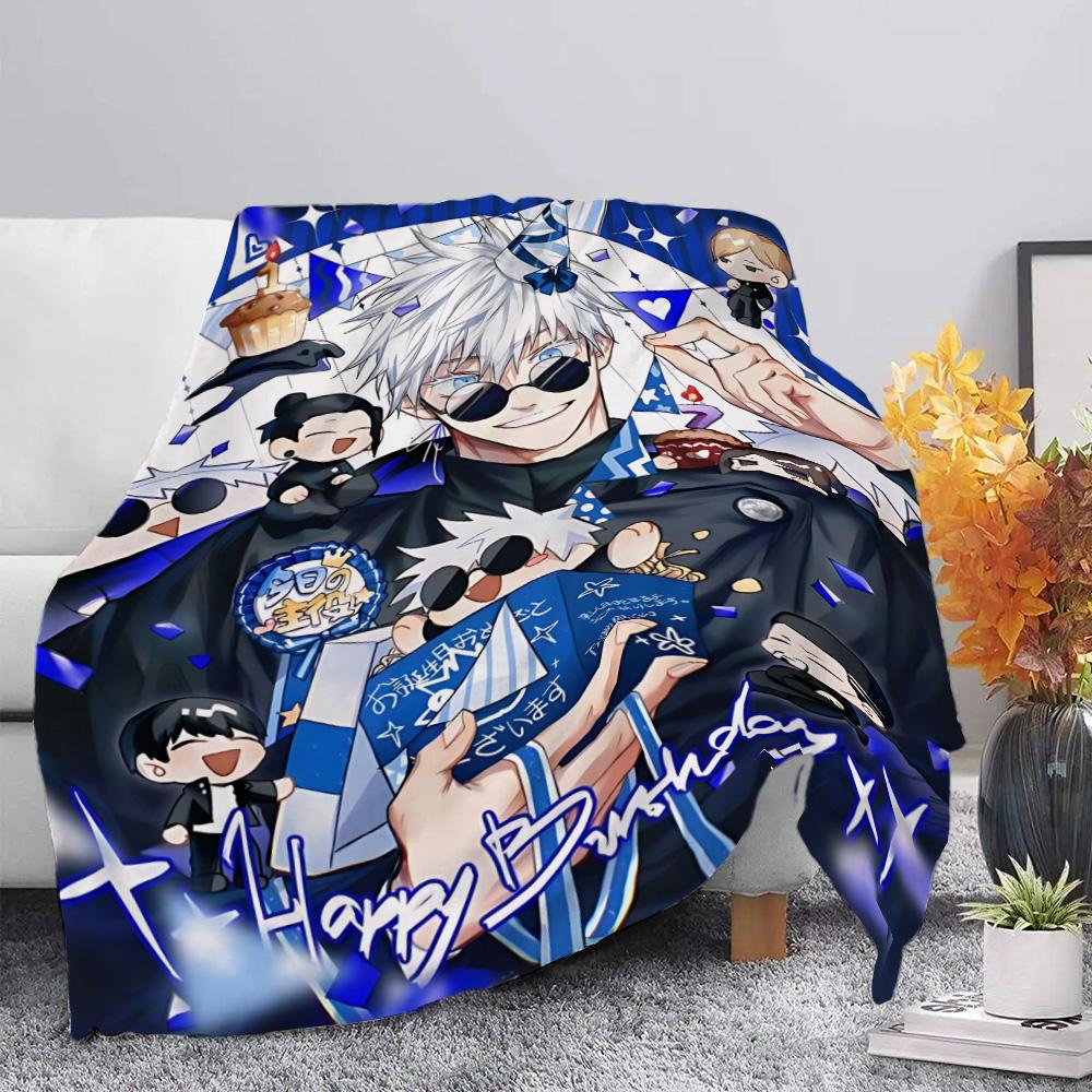 Anime Jujutsu Kaisen  Printed Picnic Blankets Warm Blanket Gojo Satoru Soft and Comfortable Blanket Home Travel Birthday Gift