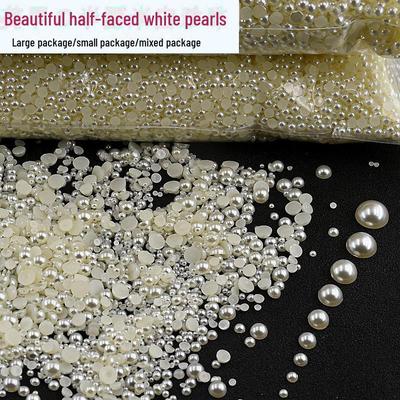 Mixed Mini Off-White Flat-Bottom Pearl Nail Art Decoration