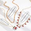 Summer Cherry Pendant Stacked Necklace Set Ladies Daily Necklace Set