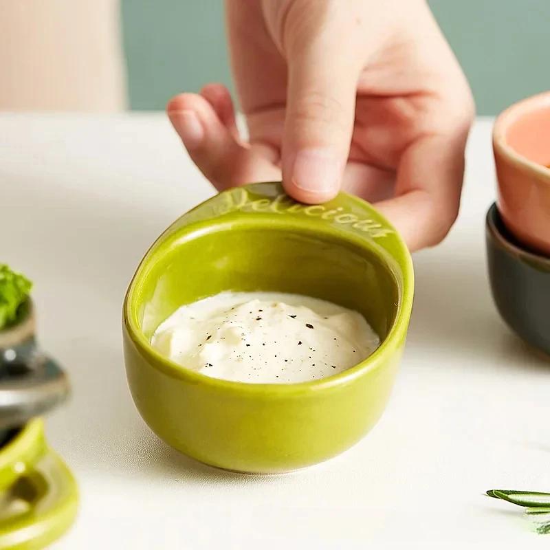 Ceramic Dry Dipping Dish Home Creative Sauce Dish Hot Pot Barbecue Seasoning Dish Soy Sauce Vinegar Small Plate Dish