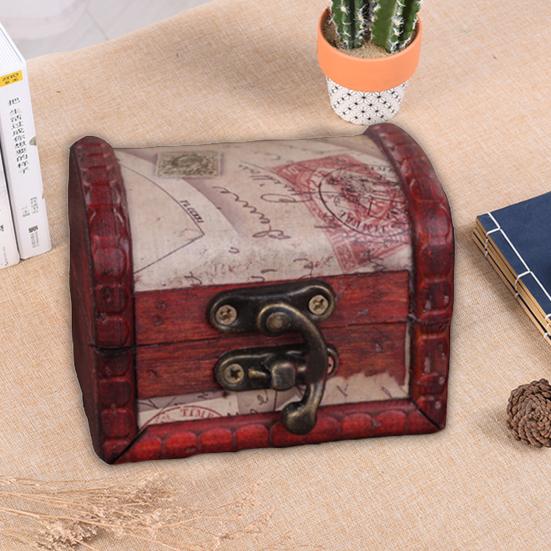 Wooden Box Retro Large Capacity Storage Desktop Decoration Stamp Small Box Office