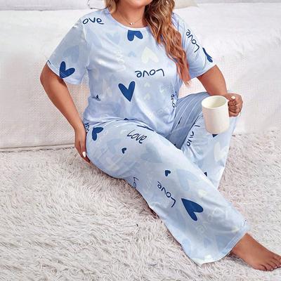 Cotton Sleepwear O-neck T-shirt Pajamas for Women Short Sleeves Trousers Suit Loungewear Autumn