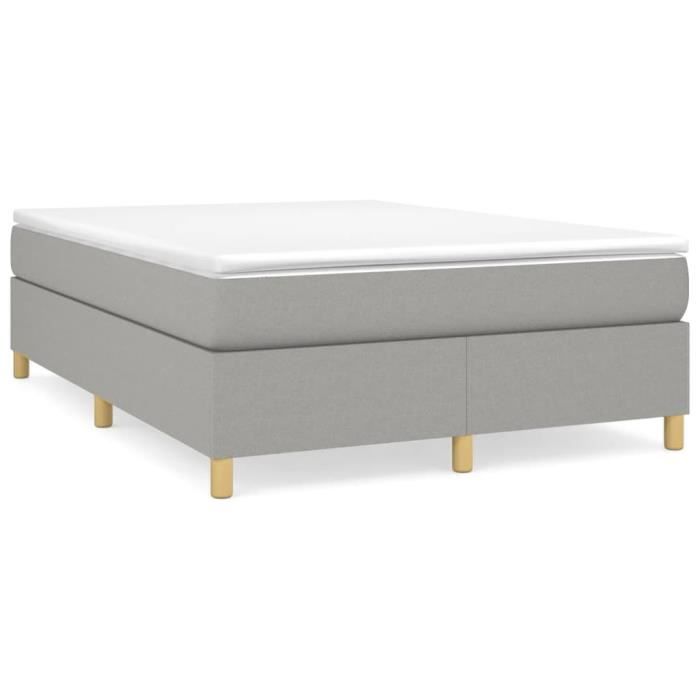 3144514 vidaXL Lit à sommier tapissier avec matelas Gris clair 140x190cm Tissu