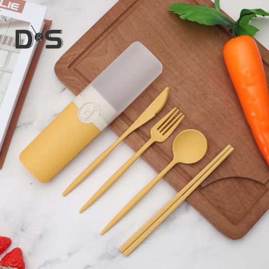 1 sada Příborové hůlky Potravinářské prachotěsná pšeničná sláma Venkovní sada nádobí pro studenty