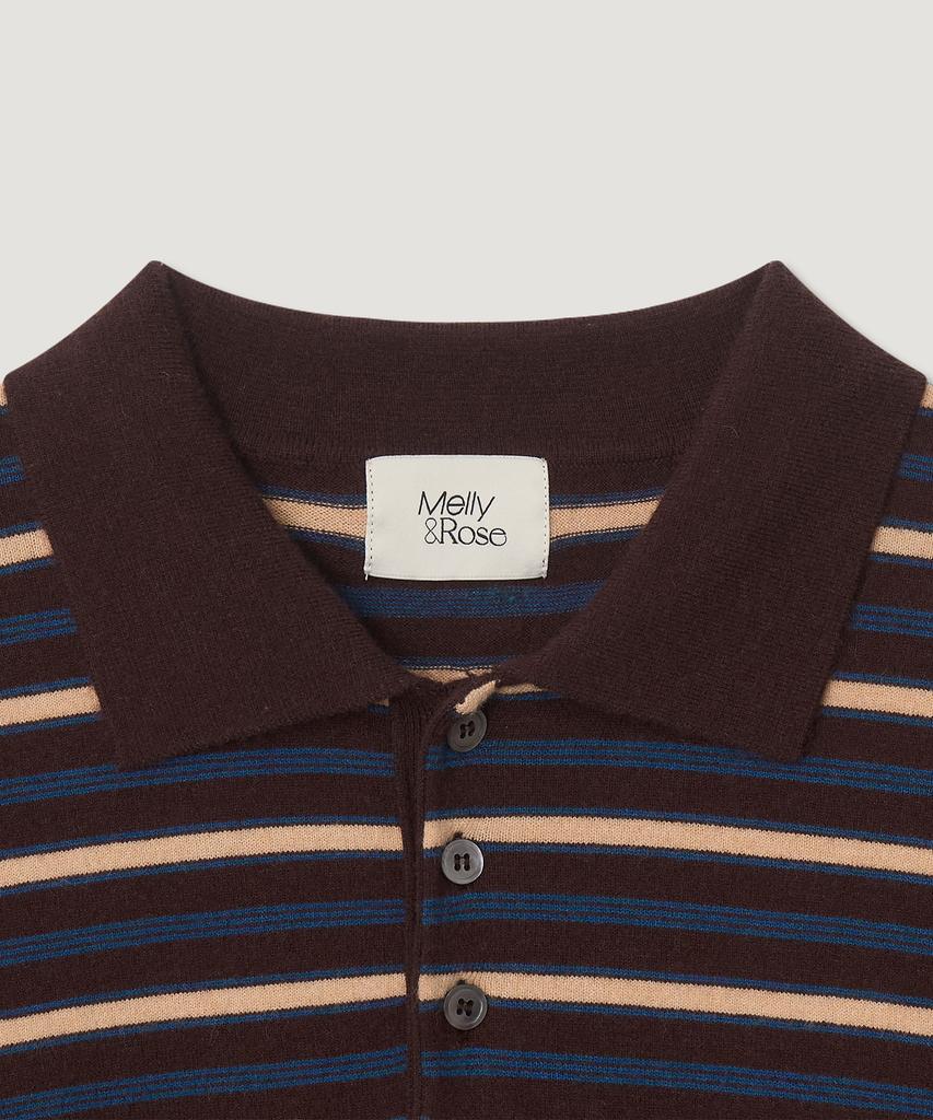 MELLY&ROSE Soft Stripe Polo Knit (310253)_Brown