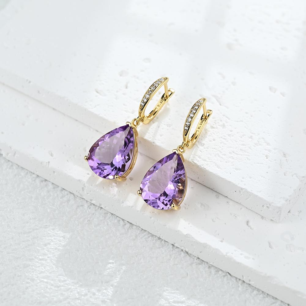 Trendy Stunning Dangle Clasp Earrings for Lady S925 Silver Natural Amethyst Febr Birthstone Luxury Jewelry Special Occasion Gift