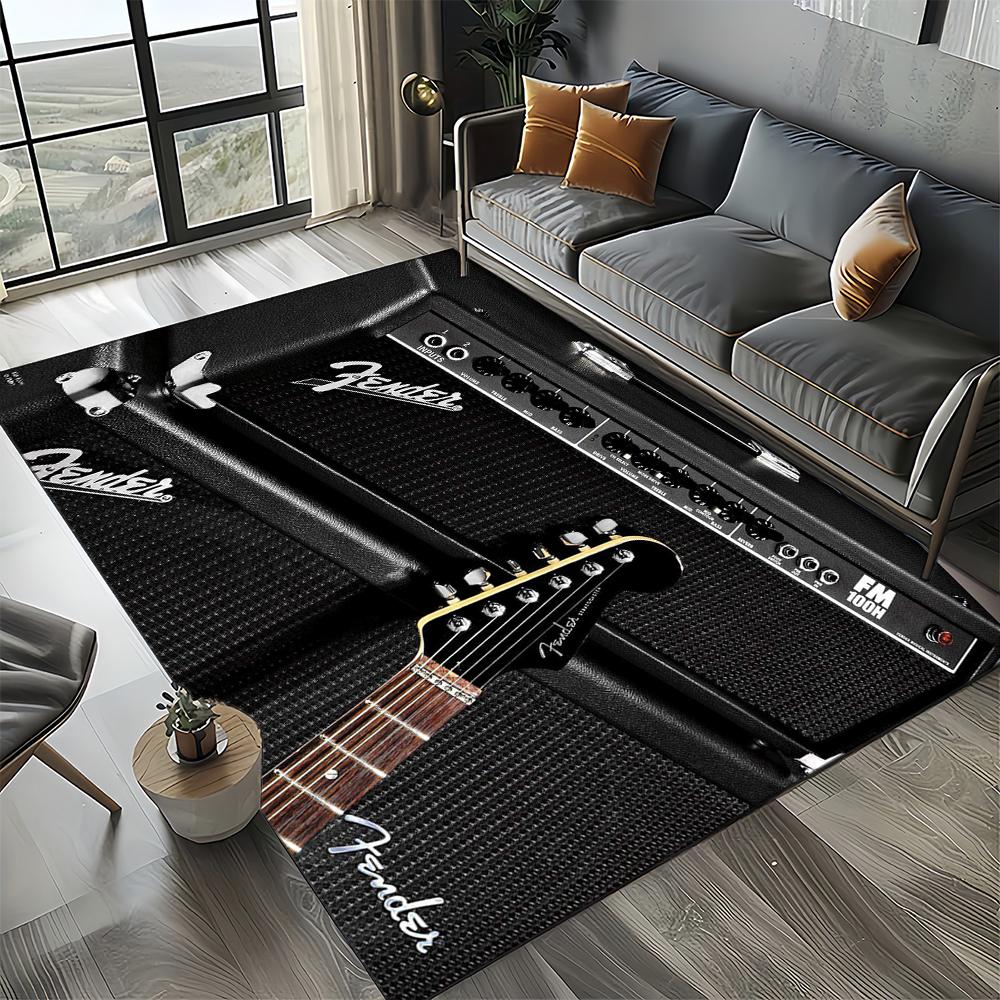 27 Styl Nowy Fender Retro Gitara Instrumenty Muzyka Dywan 3D do Salonu Sypialni Domu Dekoracja Sofy, Antypoślizgowa Mata Podłogowa