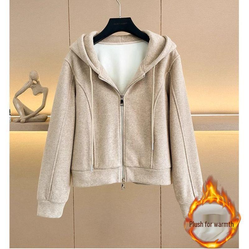 

Women s Fleece-Lined Hooded Sweatshirt & Wide-Leg Pants Set - Slimming Casual Sportswear for Autumn/Winter 2025. XXL