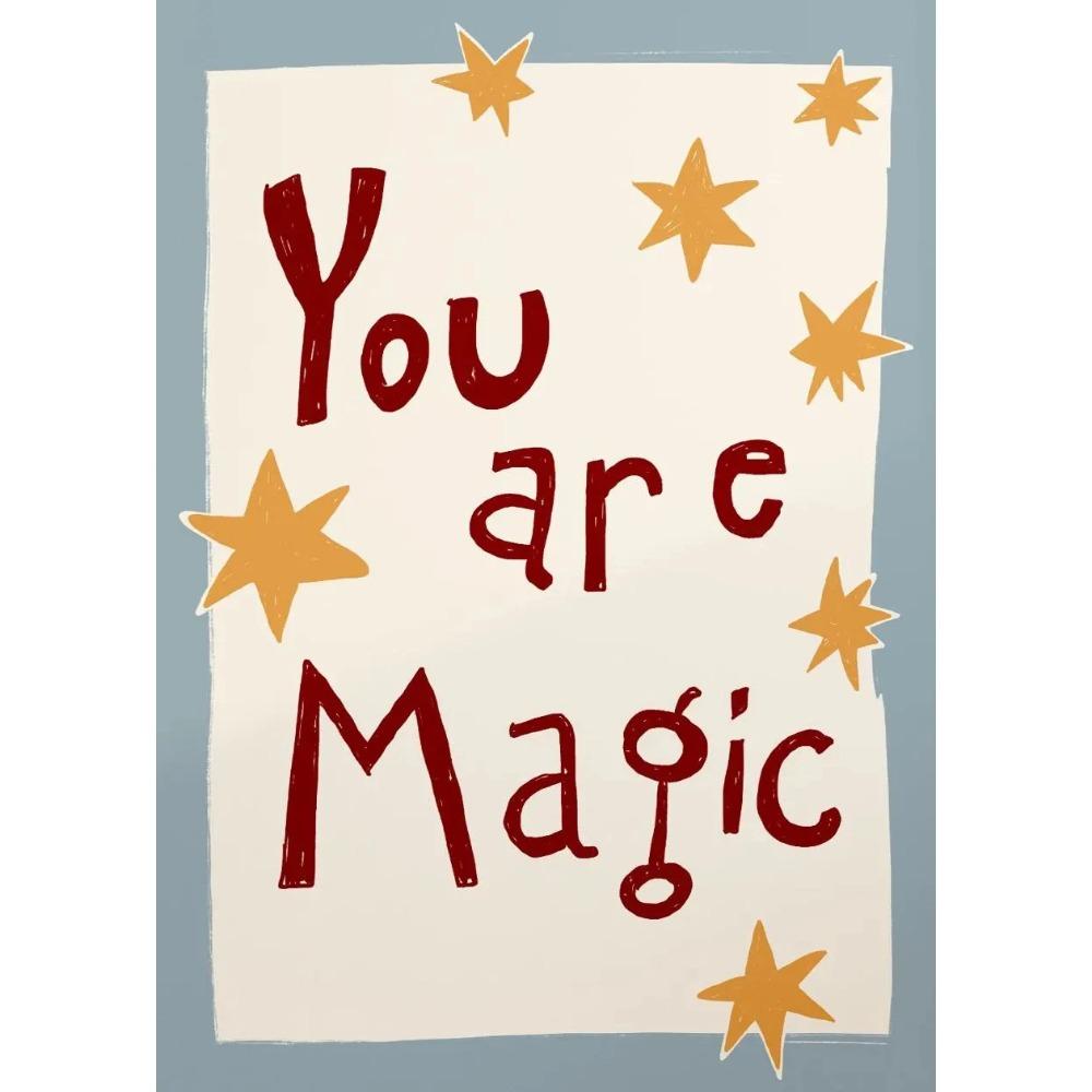 

You Are Magic Positive Quote Poster Print Inspirational Wall Art Canvas Painting Bedroom Kids Playroom Boho Nursery Decor 21X30CMNo Framed