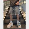 2023 Men's Fashion Harajuku Straight Leg Denim Shorts – Mid-High Waist, Summer Youth Trend