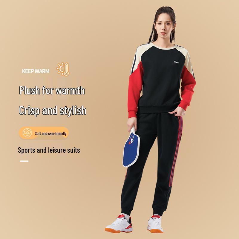 

Women s Fleece-Lined Sweatshirt & Sweatpants Set - Casual Winter Wear M