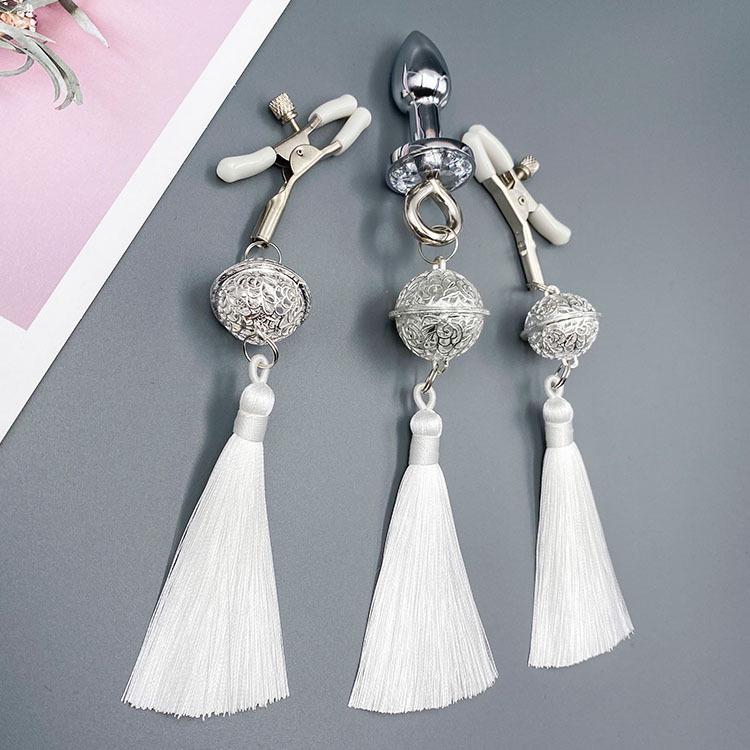 Tassel Palace: Wearable Nipple Clamps with Charms - Erotic SM Accessories for Women