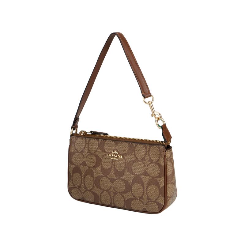 Coach Nolita 19 Presbyopia Coated Canvas and Leather Clutch Small Size Women's Khaki Brown