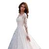 Customized Batch 2025 Spring New European and American Women's Clothing Amazon Long-sleeved One-word Shoulder Bridal Wedding Dress Dress