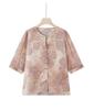 Mom's Chinese Style Blouse: Summer 2025 Chiffon Seven-Sleeve Top for Middle-Aged and Elderly Women