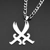 Imam Ali Zulfiqar Sword Muslim Islam Pendant Necklace For Men Women Stainless Steel Silver Color Arabic Letter Chain Jewlery