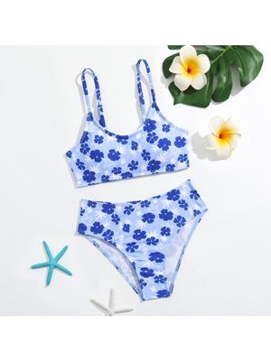 Princess Pink  Girls Two Piece Swimwears 5-15 Years Swimming Suit for Teenage Girls Split Swimsuit