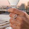 Women Ring Adjustable Open Heart Shape Finger Ring with Cubic Zirconia Semi-Inlaid Design Formal Wear Jewelry Gift