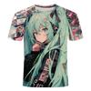 2026 Hot Summer Hatsune Miku 2-dimensional Animation 3D Printed T-shirts for Young Men and Women Clothing Tops Trend