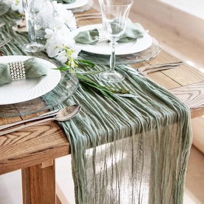 Aleer de masă din tifon semi-transparent Setare de masă din pânză de brânză de salvie Mese de luat masa Vintage Petrecere de nuntă Banchete de Crăciun Arce Decor de tort