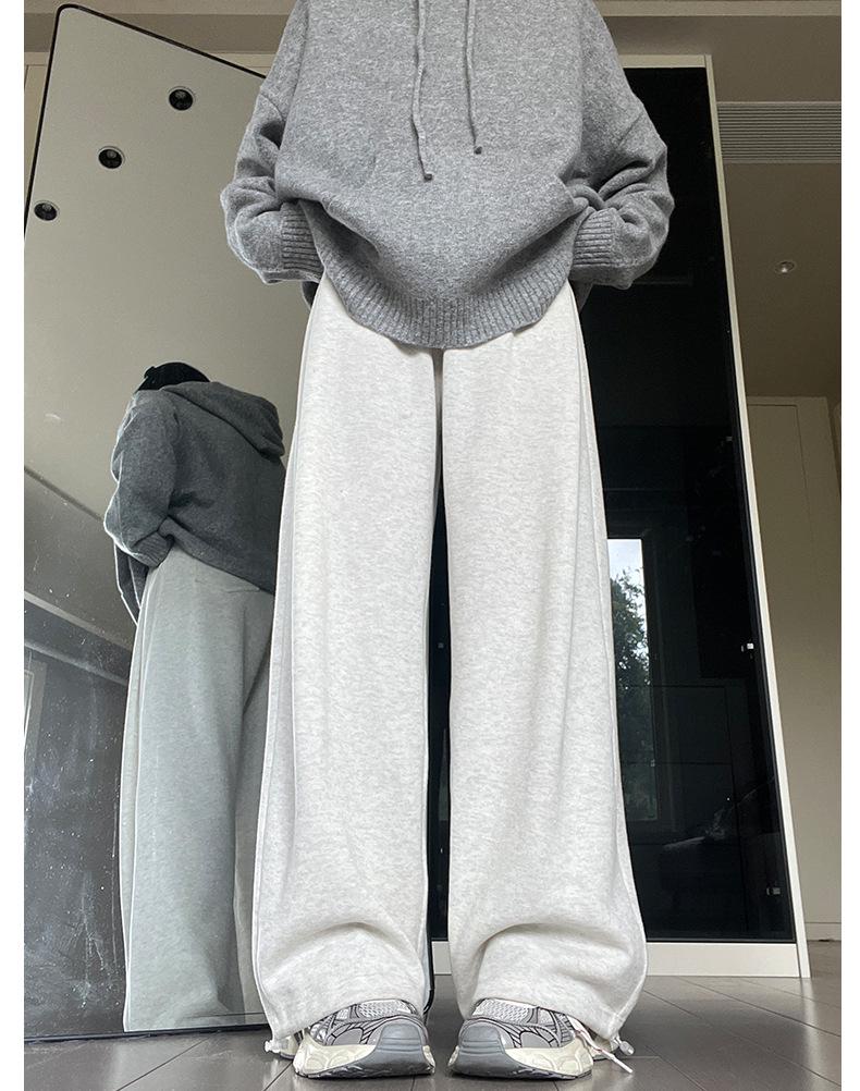 Douyin Mamba Damen Fleecegefütterte Weitbein-Sweathose - Herbst/Winter 2024