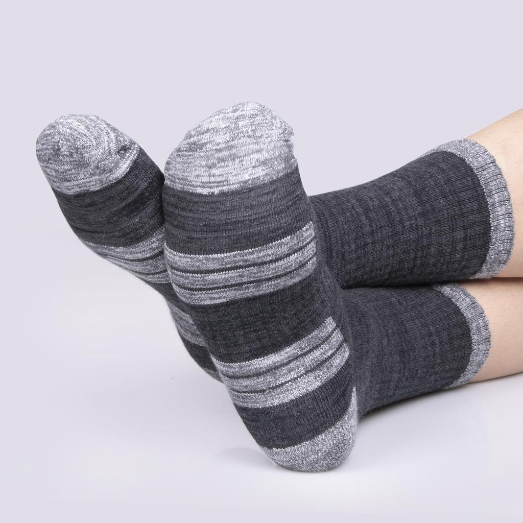 [YUEDGE] Men's Sports Socks, Thick, Cushioned, for Hiking and Trekking, Breathable, Sweat-Absorbing, Odor-Resistant, Premium Cotton, 5-Pair Set, Size