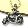 Fashion Men's Antirust Gothic 3D Skull Motorbike Pendant Necklace