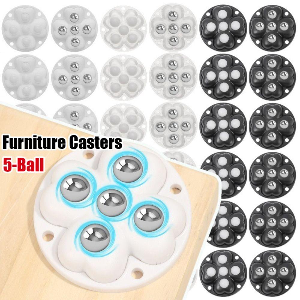 4Pcs 360°Rotatable Universal Wheel 5-Ball Storage Box Roller Durable Pulley