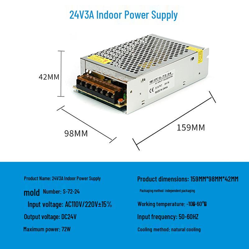 220V To 12V/24V/5V DC Power Supply for LED Strip Lights - 5A/10A/30A, 60W Transformer