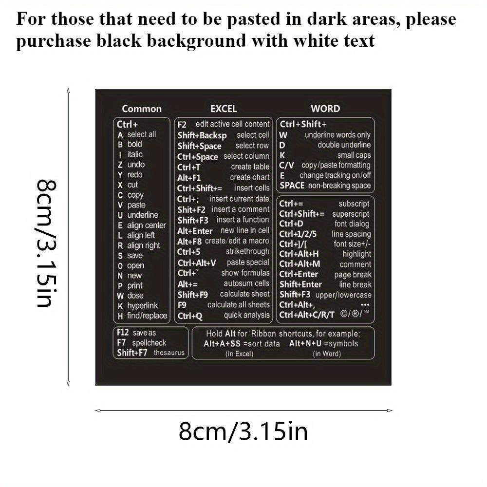 

1 Set Vinyl Self-adhesive Keyboard Shortcut Stickers | Quick Reference for Windows, Excel and Word, Office Software