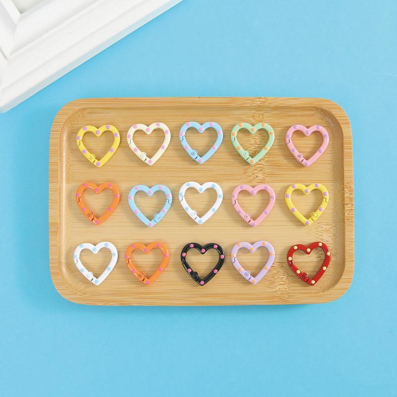 4 Pieces Of Colorful Love Spring Keychain Keyring Heart-Shaped Heart-Shaped Spring Ring Diy Jewelry Accessories