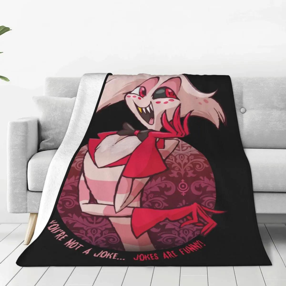 Angel Dust Joke Flannel Blanket Hazbin Hotels Awesome Throw Blanket for Bed Sofa Couch Quilt 75X95CM