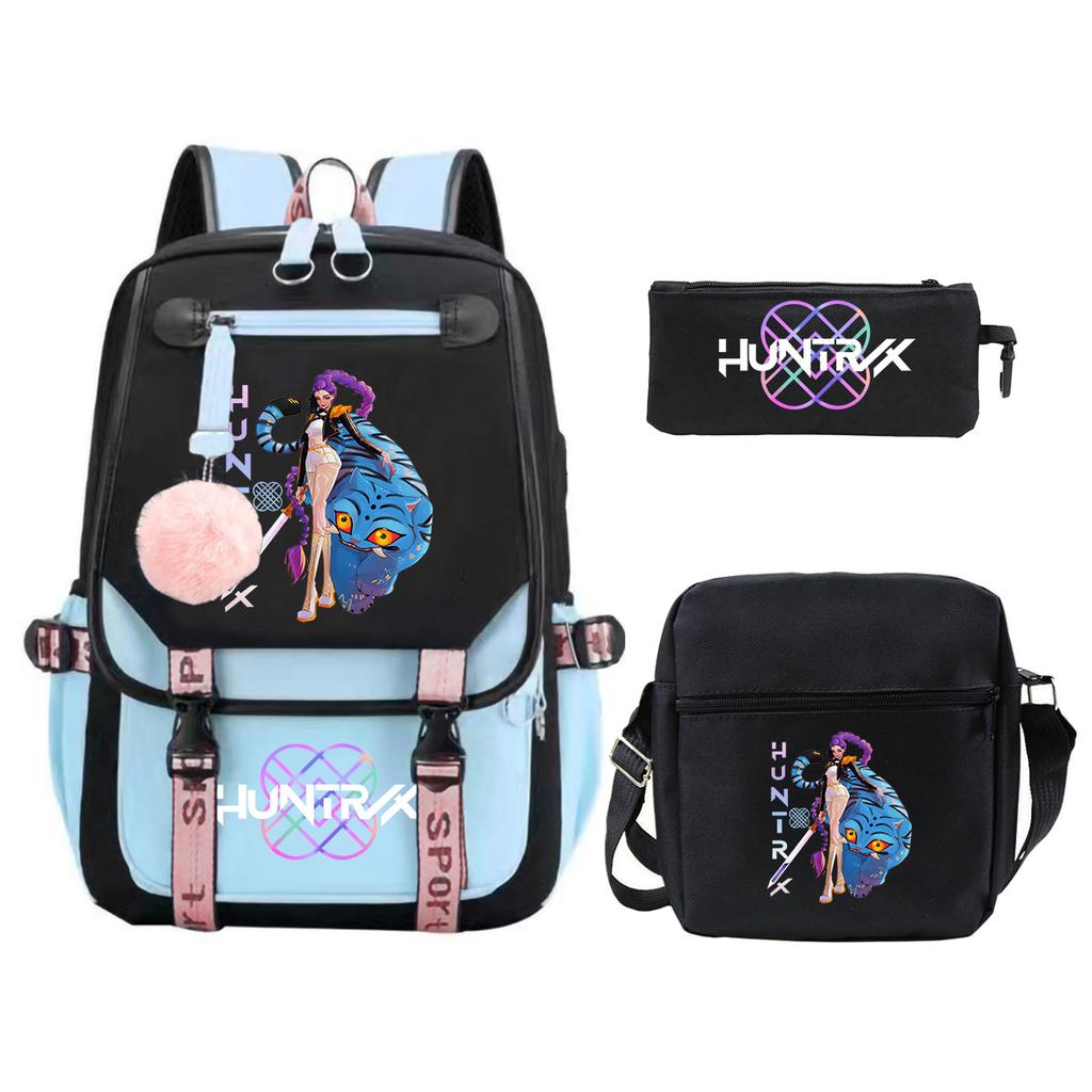 KPop Demon Hunters Korean version of student school bag children's backpack pencil bag set