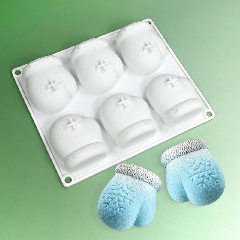6 Cavities Mittens Cake Silicone Mold Chocolate Mousse Pastry Mould For Handmade Baking DIY Aroma Gypsum Soap Candle Model Tools