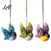 Hand Painted Hanging Bird Figurines 3Pcs Resin Ornament Hand-Painted Figurine with Jute String Balcony Decor Weatherproof Outdoor Tree Patio