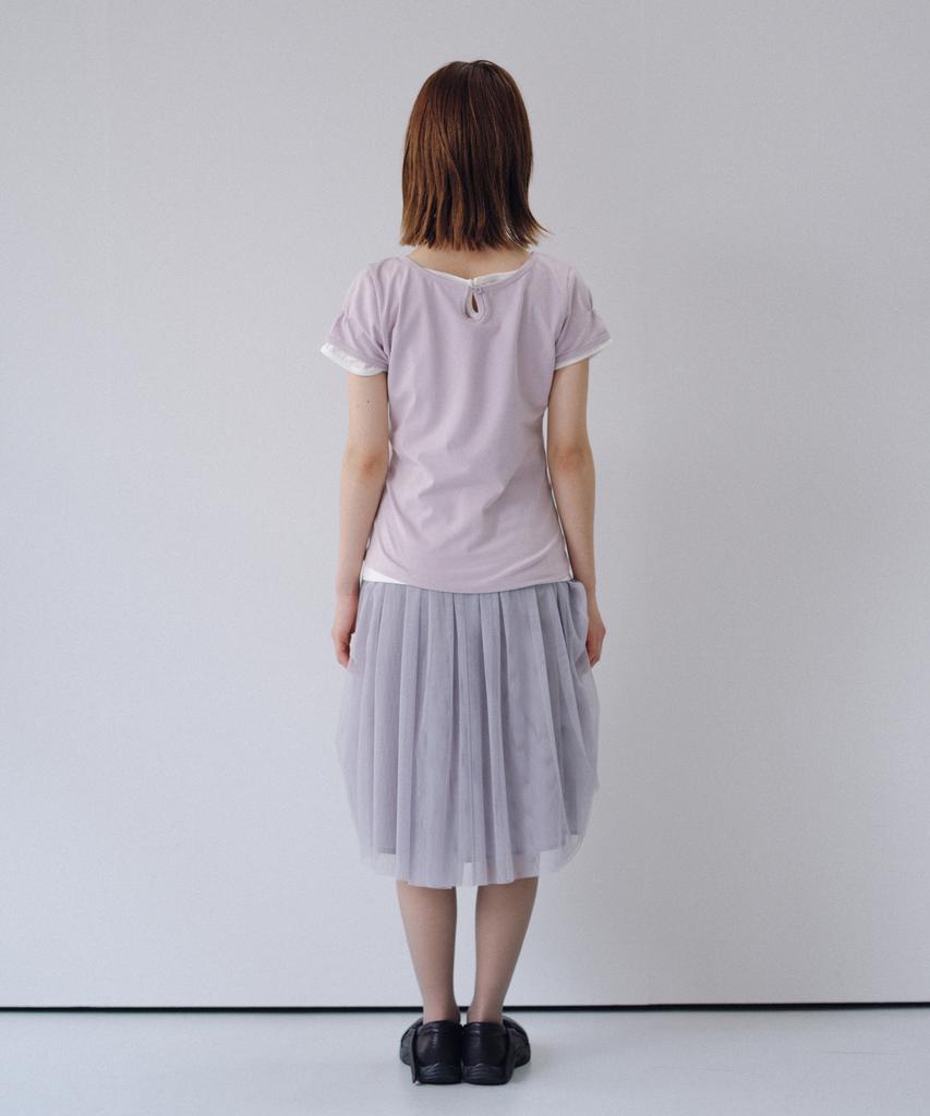 Ohesio Back Button Shirring T-Shirt, Lavender