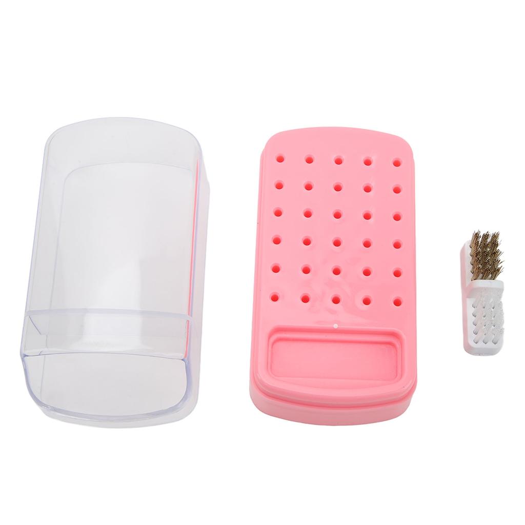 30 Holes Nail Drill Bit Holder Cleaning Brush Case Dsut Proof Stand Display Storage Manicure Tools