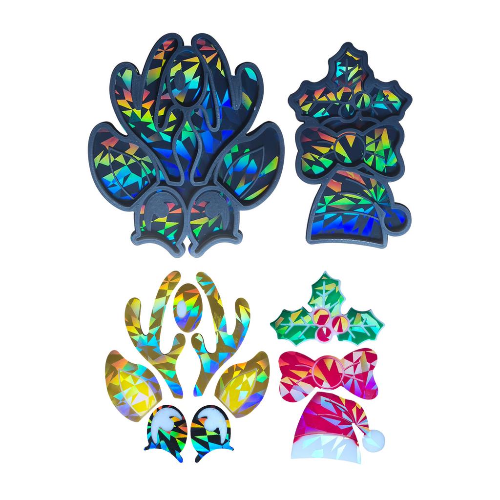 2Pcs Light Shadow Elk Christmas Hat Ornament Silicone Mold Scented Gypsum Ornaments Drop Glue Resin Mold for Decoration