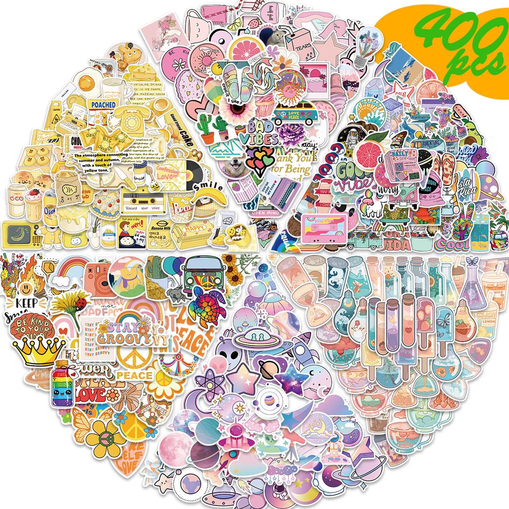 400 Cartoon INS Style Cute Graffiti Stickers Decorative Suitcase Guitar Without Glue Waterproof Stickers