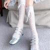 Süße Ballett-Spitzensocken für Mädchen mit Schleife – Weißes Netzmuster