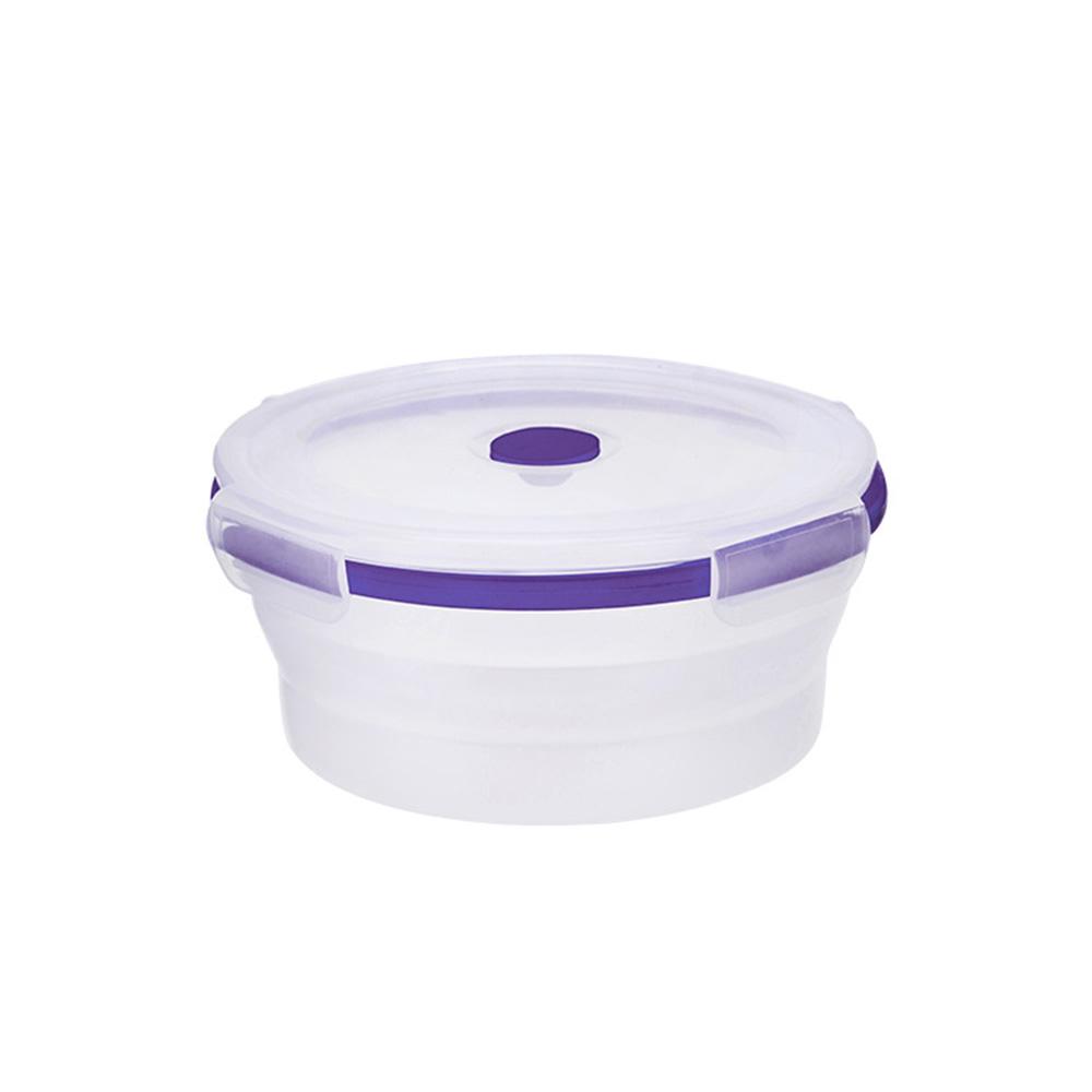 Portable Silicone Folding Bowl Round Sealed Fresh-keeping Travel Instant Fruit Bowls Microwave Oven Lunch Box.