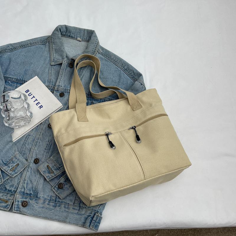 Large Capacity Fashionable Casual Women's Bag New Niche Design Solid Color Commuting Tutoring Shoulder Bag Tote Bag