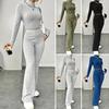 2 ks/sada Podzim Zima Dámské Top Kalhoty Set Polovysoký límec Dlouhé Rukávy Mikina Slim Fit Vysoká