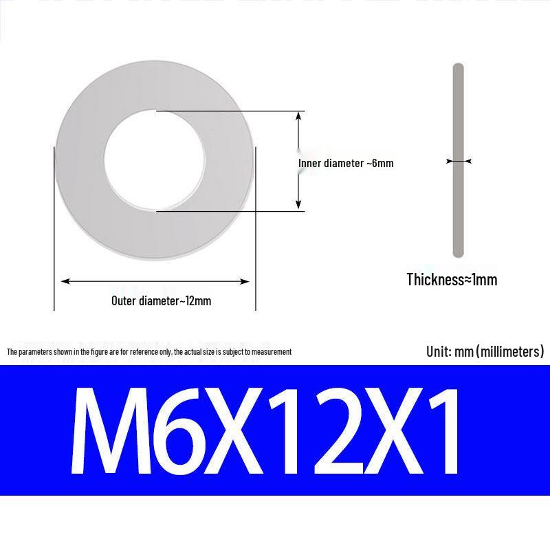 304 Stainless Steel Ultra-Thin Flat Washer, Thickness: 0.1/0.2/0.3/0.4/0.5 Mm, Sizes M1-M8