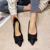 Flat Bow Single Shoes Women's Versatile Work Doudou Shoes Black Pointed Large Size Women's Shoes One Pedal Ladyshoes