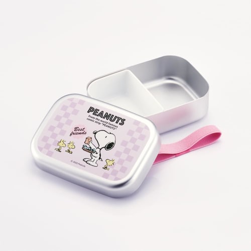 Skater Bento Box, 370ml, Aluminum, Insulated, Lunch Belt Included, Kids', Snoopy 80s Cafe Design, Made in Japan, ALB5NV-A