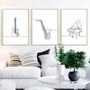 Dessin Art Mural Toile Affiche Imprimé Musique Nordique Piano Guitare Saxophone Ligne Abstrait Minimaliste Peinture Image Déco Salon