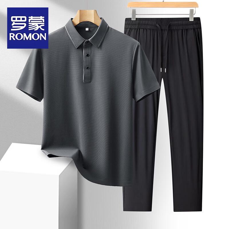 ROMON Men s Casual Summer Polo Sportswear Set 2XL